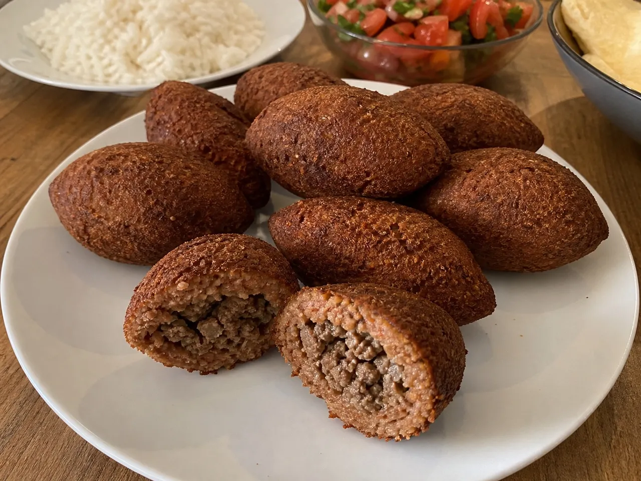 Kibe (Brazilian Beef and Bulgur Croquettes) — served