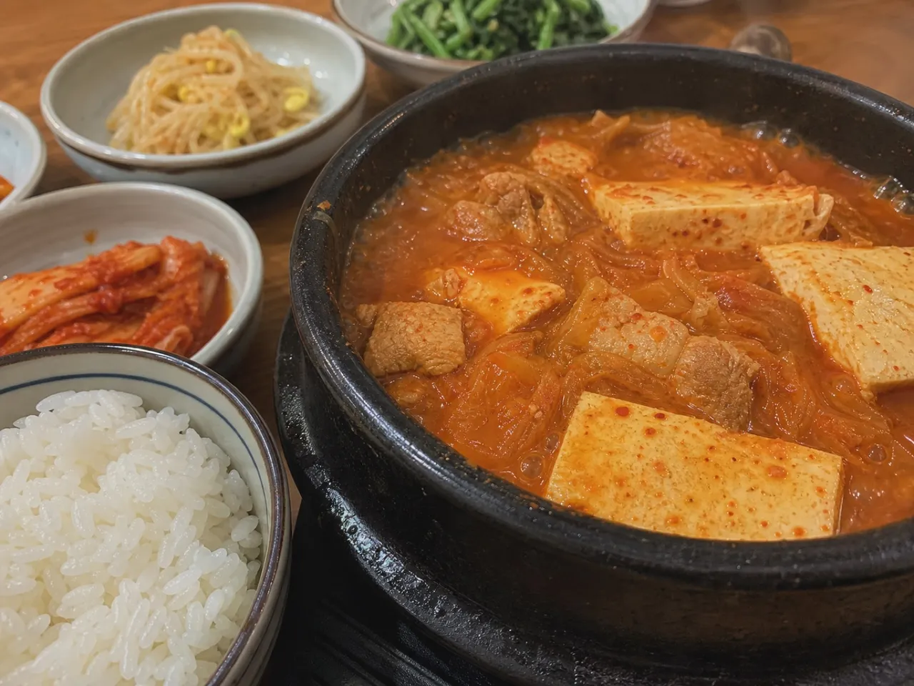 Kimchi Jjigae (Kimchi Stew) — served