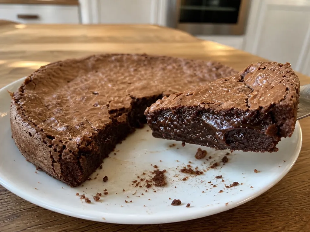 Kladdkaka — plated and served