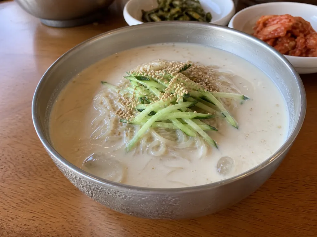 Kongguksu (Cold Soy Milk Noodle Soup) — plated and served
