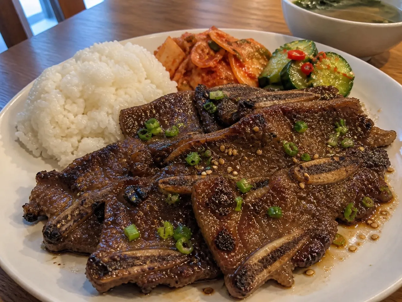 Korean Galbi (Grilled Short Ribs) — served