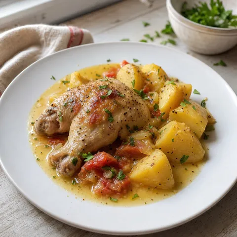 Kotopoulo Lemonato (Greek Lemon Chicken with Potatoes) — Greek recipe