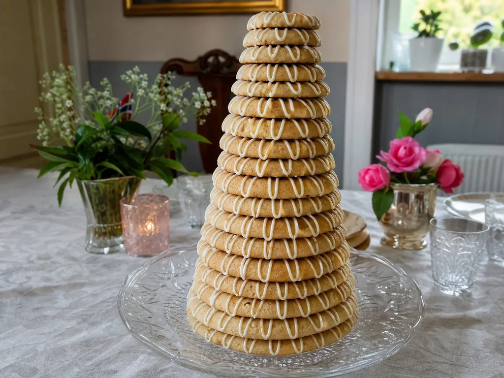 Kransekake — plated and served