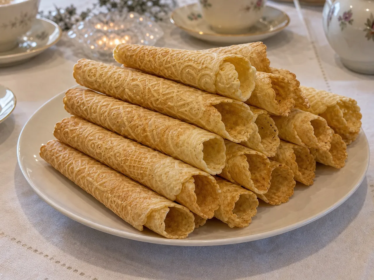 Krumkake — served