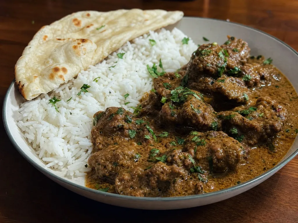 Lamb Pasanda — plated and served