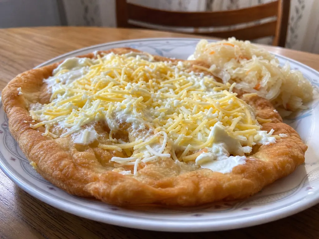 Langos — plated and served