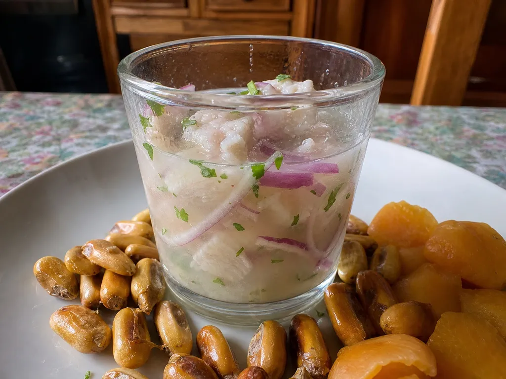 Leche de Tigre (Peruvian Ceviche Shot) — plated and served