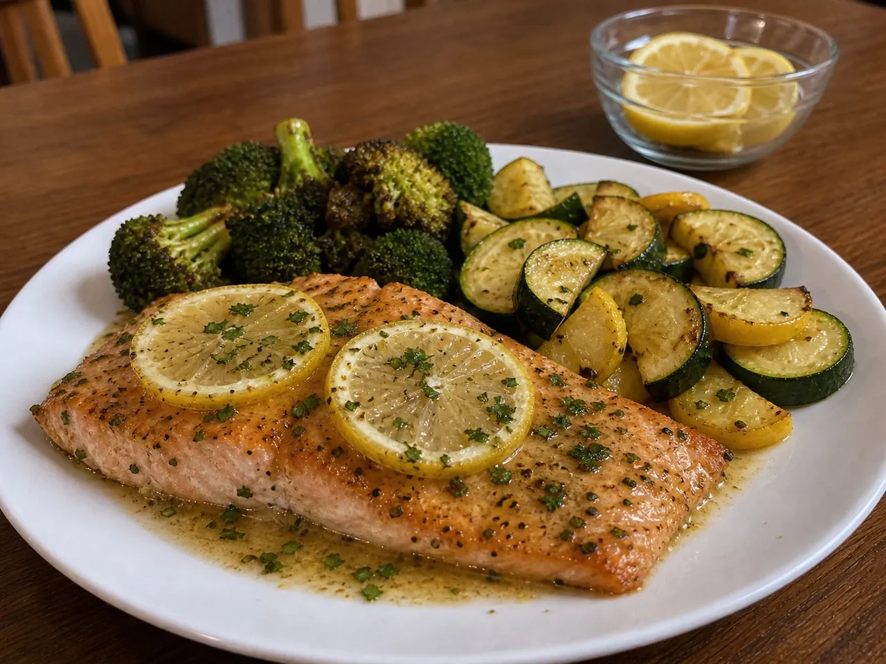 Lemon Butter Salmon — served
