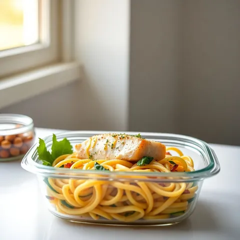 Lemon Herb Baked Cod with Garlic Zucchini Noodles