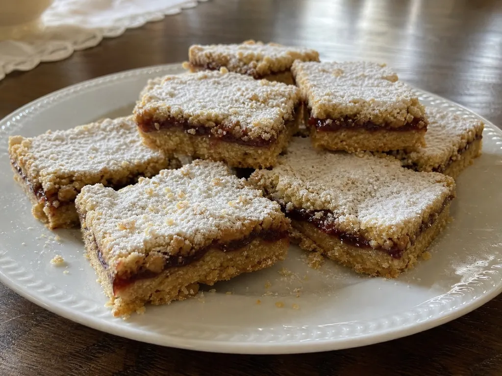 Linzer Bars — plated and served