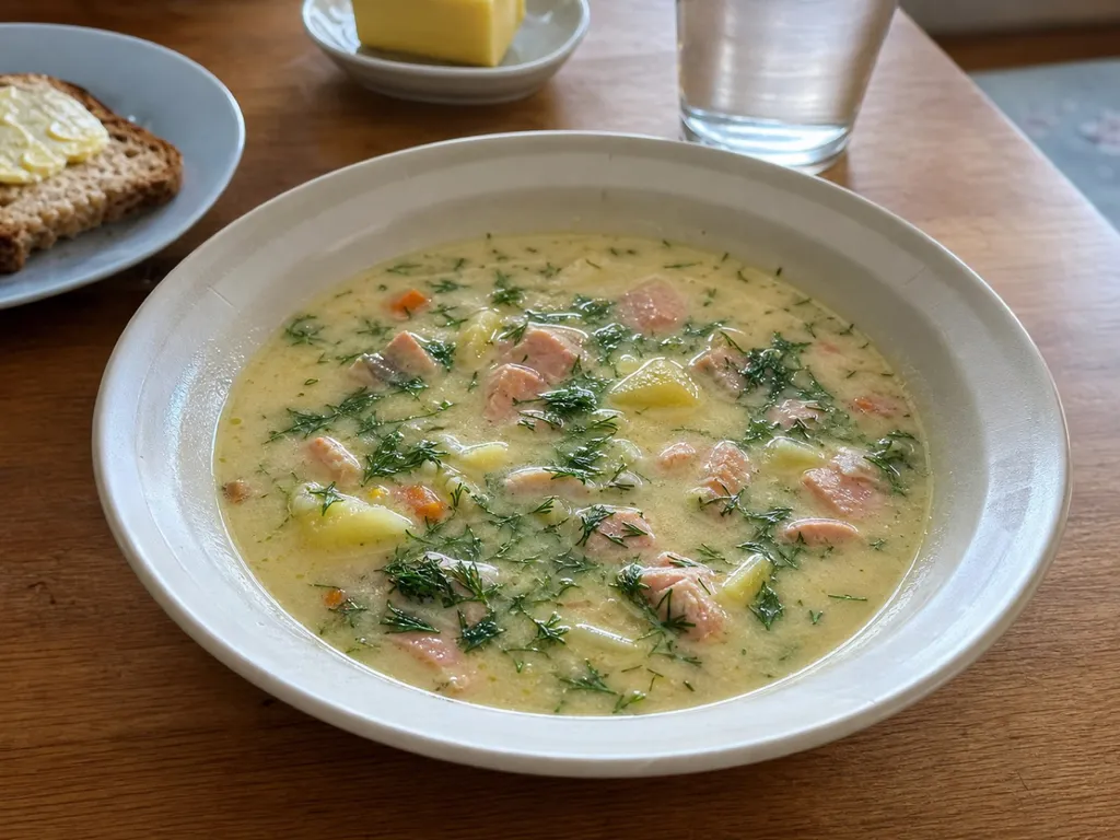 Lohikeitto — plated and served