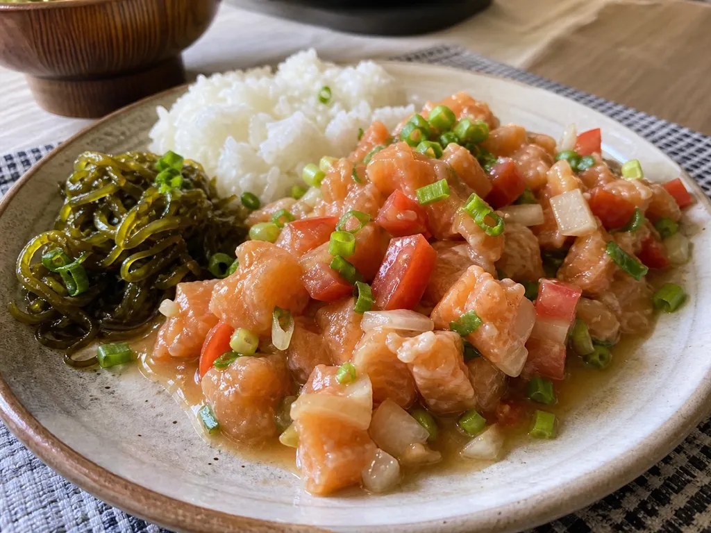 Lomi Lomi Salmon — plated and served