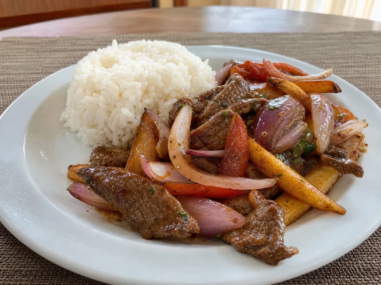 Lomo Saltado — served