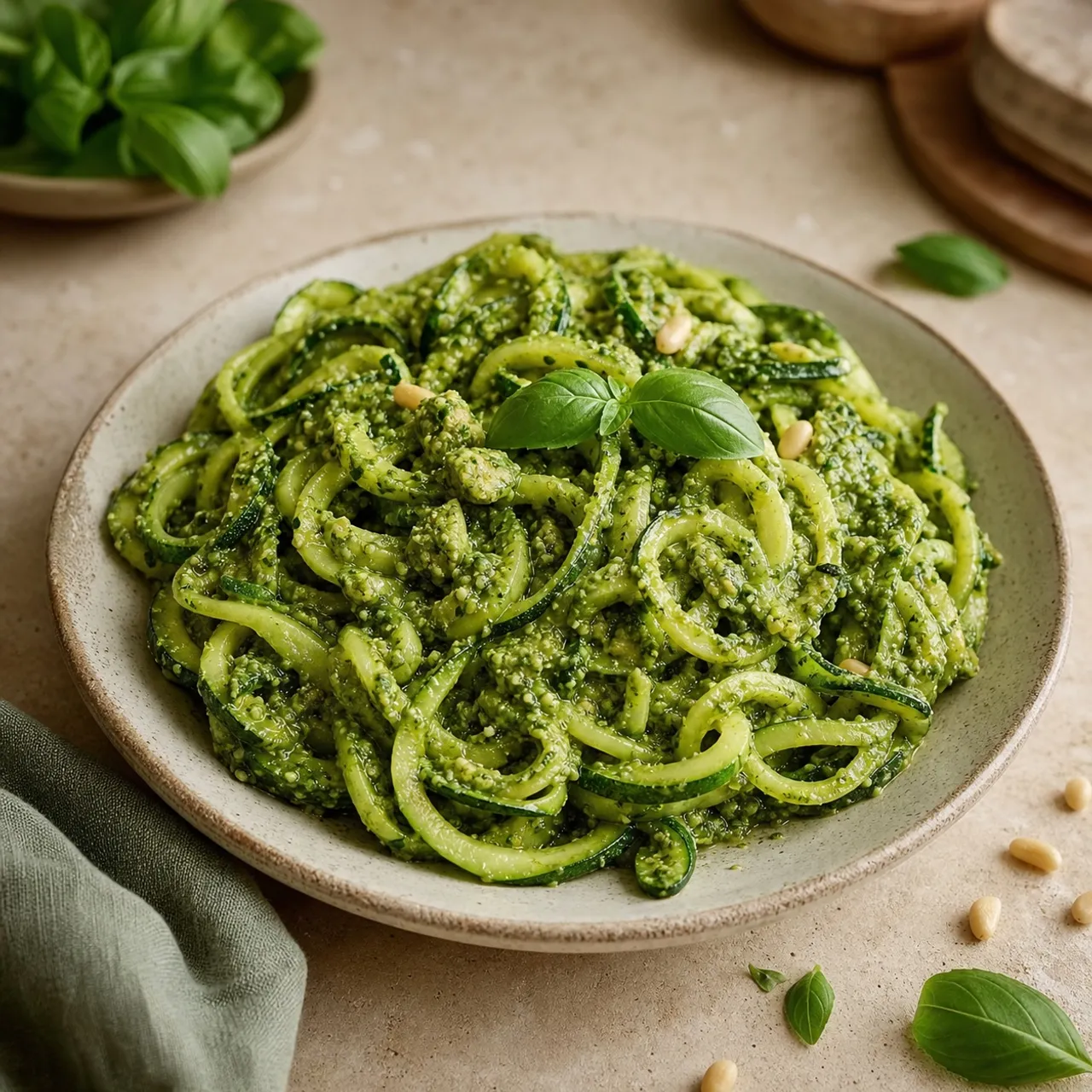 Low-Carb Zucchini Noodles with Pesto — Keto recipe