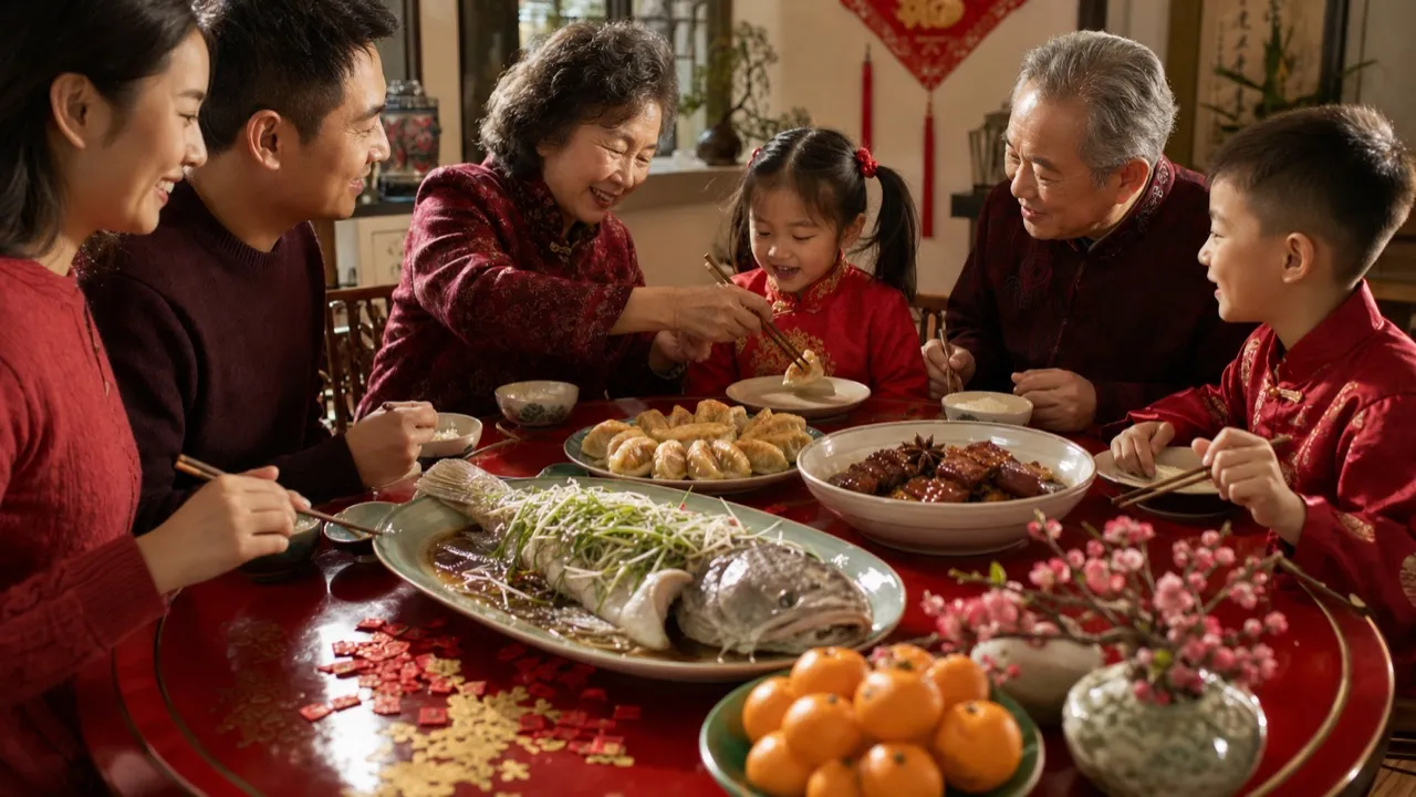 A spread of lunar new year dishes