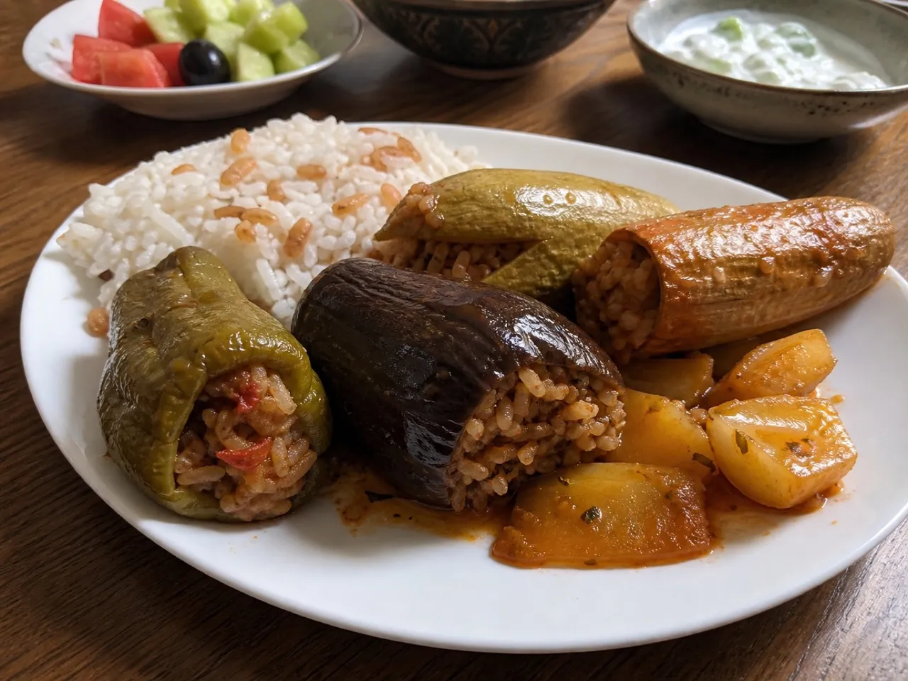 Mahshi (Stuffed Vegetables) — served