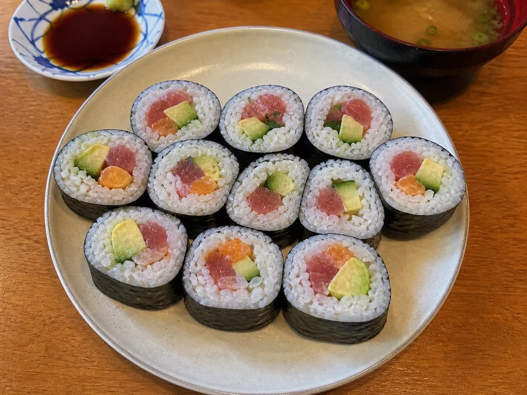 Maki Sushi (Rolls) — plated and served