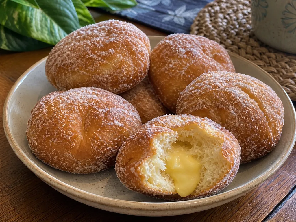 Malasadas — plated and served