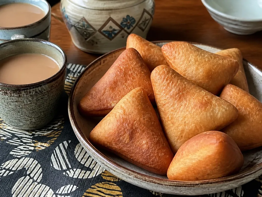 Mandazi — plated and served
