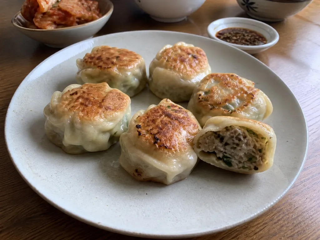 Mandu (Korean Dumplings) — plated and served