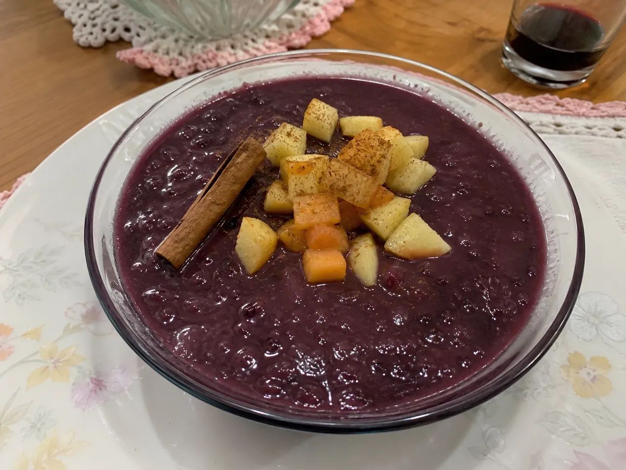 Mazamorra Morada (Peruvian Purple Corn Pudding) — served