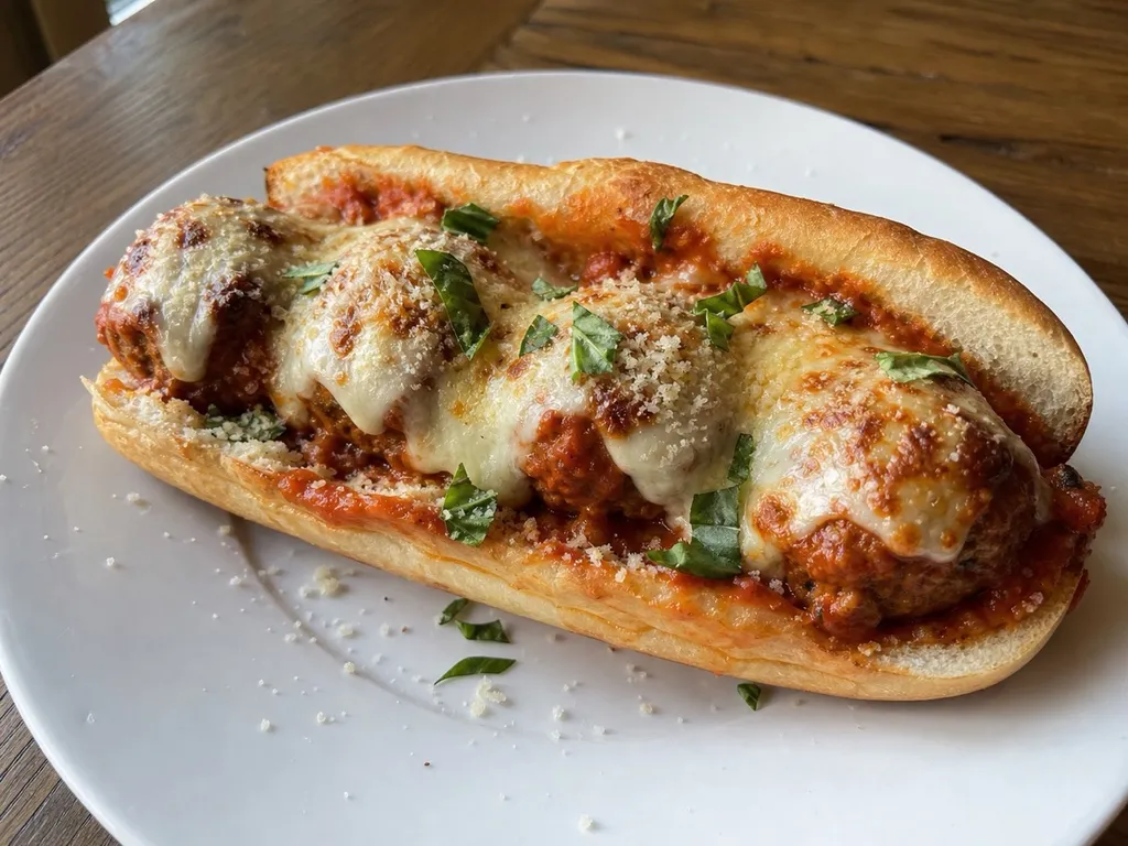 Meatball Sub — plated and served