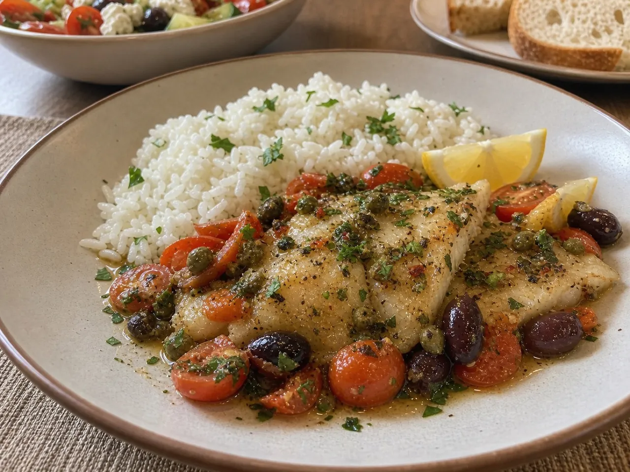 Mediterranean Baked Cod — served