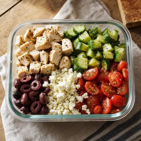Mediterranean Greek Chicken Salad Bowls — Meal Prep recipe
