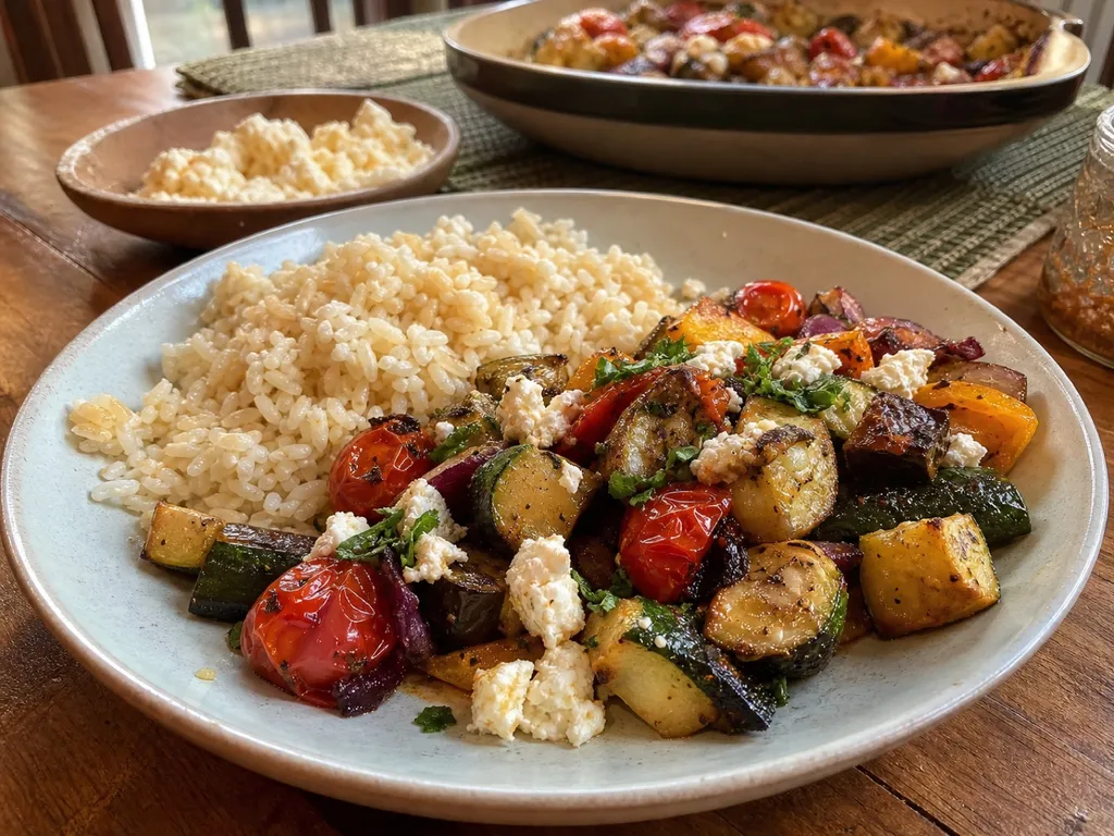 Mediterranean Roasted Vegetables — plated and served