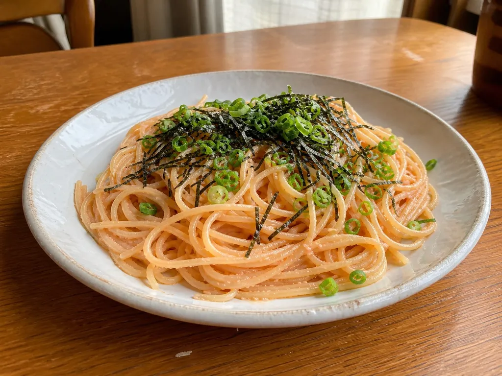 Mentaiko Pasta — plated and served