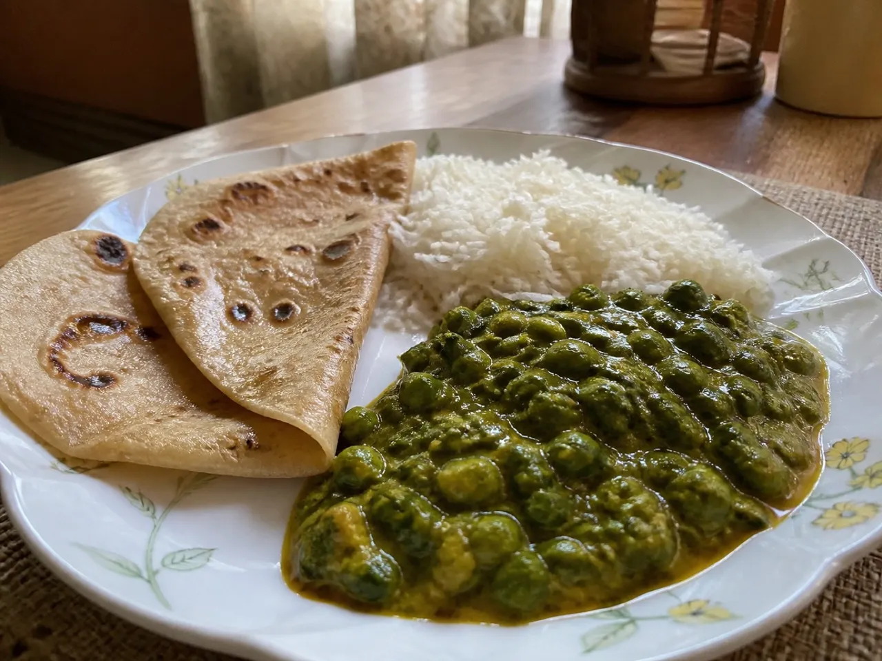 Methi Malai Matar — served