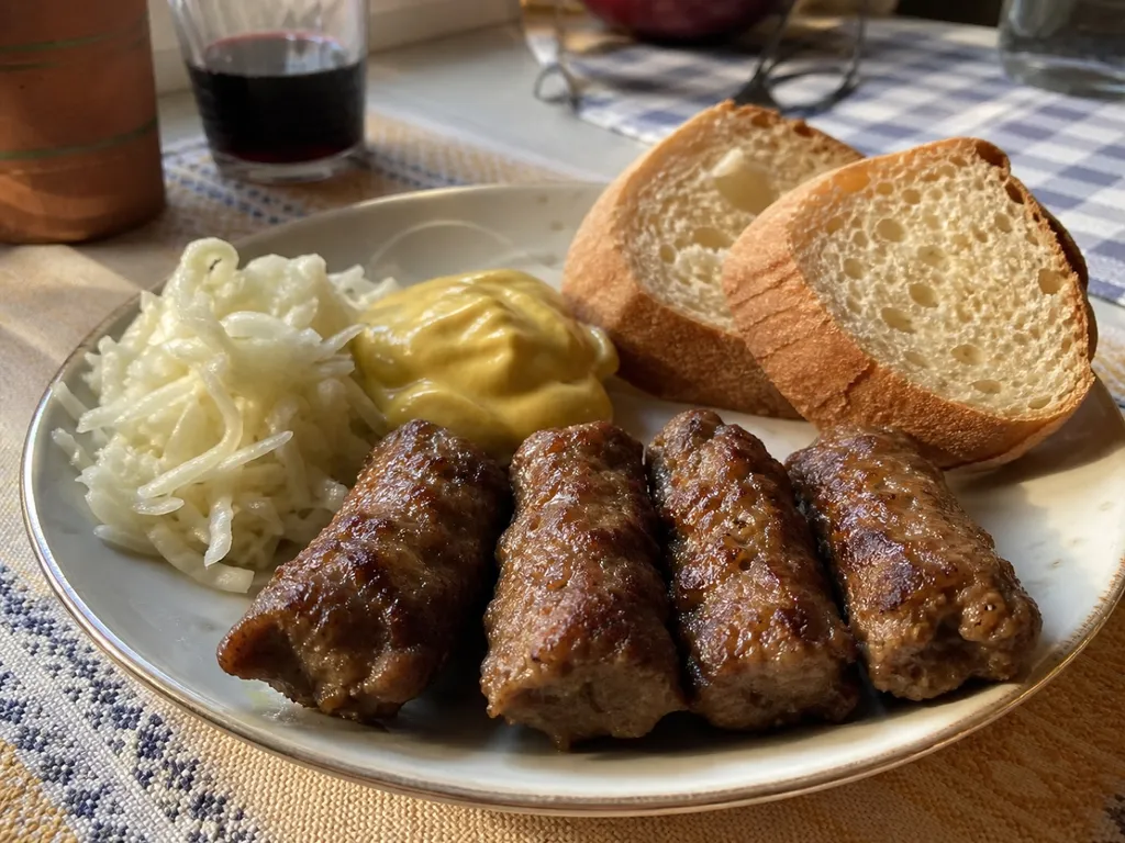 Mici — plated and served