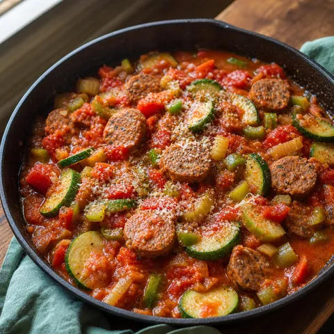 Mild Italian Sausage, Tomato & Zucchini Stew — Meat & Pork recipe