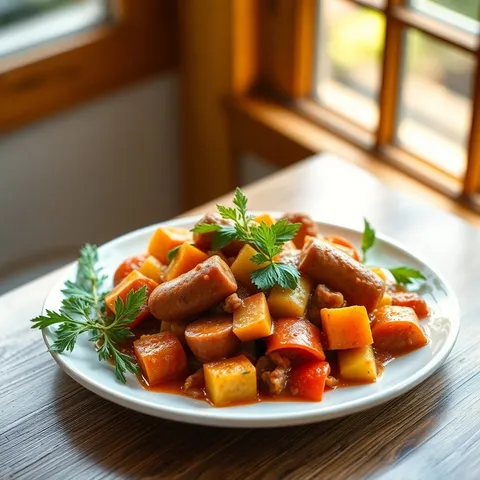 Mild Italian Sausage, Tomato & Zucchini Stew