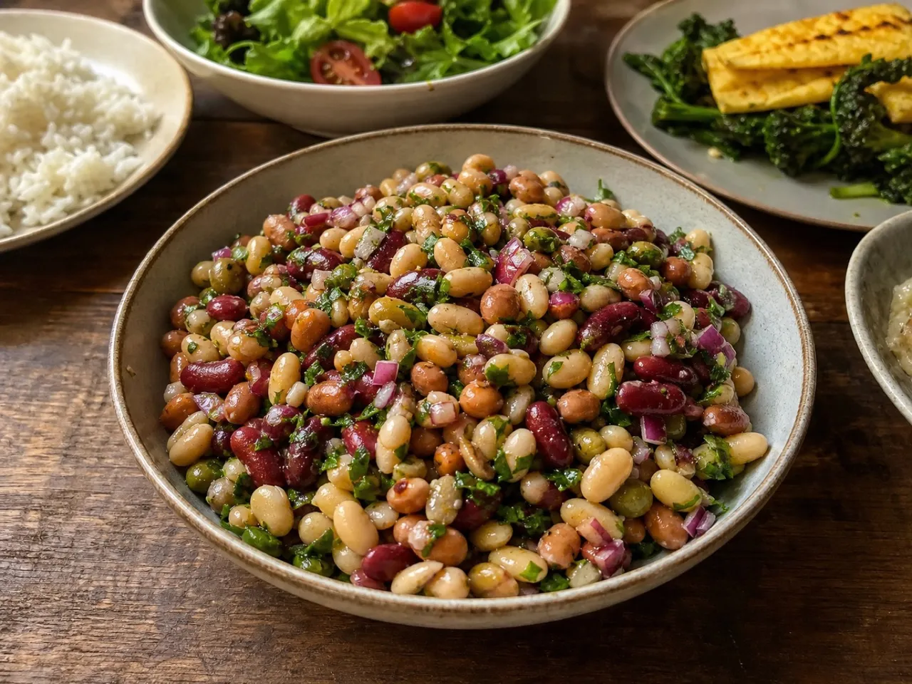 Mixed Bean Salad — served