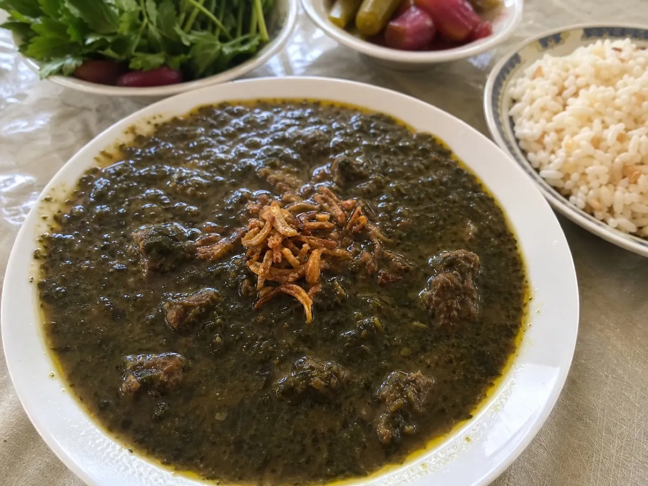 Mloukhiyeh — served
