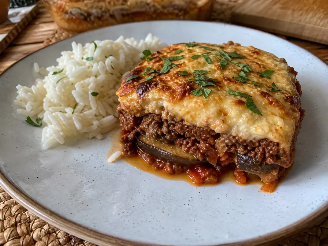 Moussaka — served