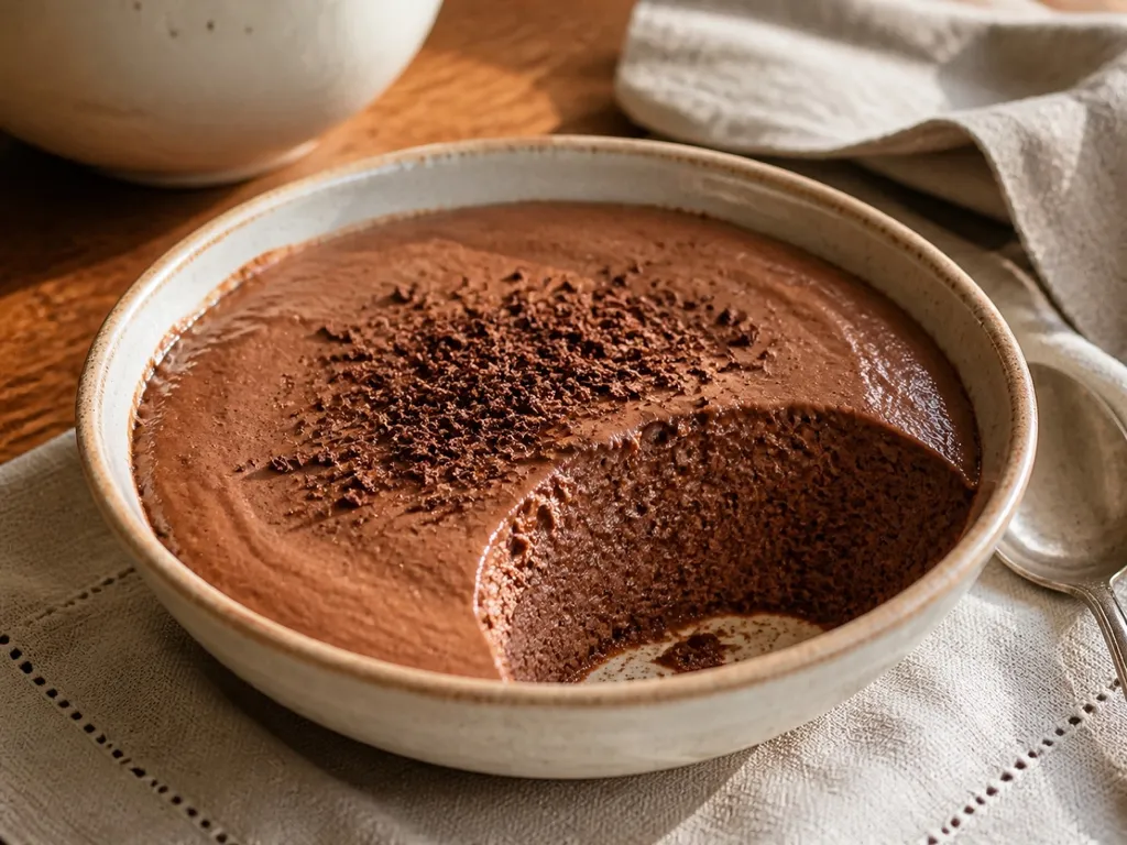Mousse au Chocolat — plated and served
