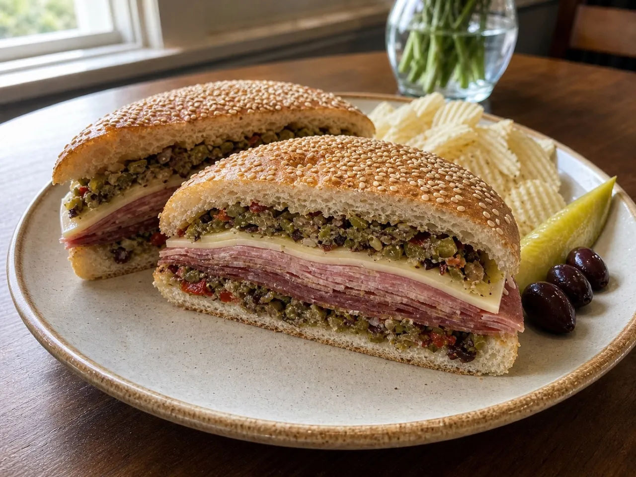 Muffaletta Sandwich — served