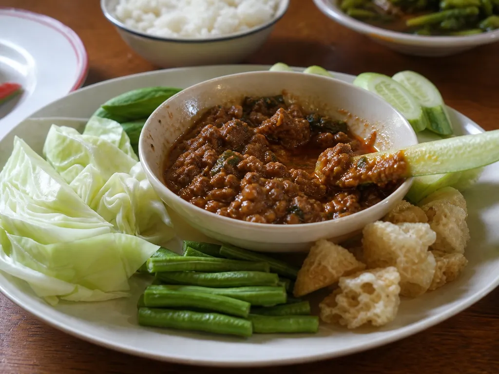 Nam Prik Ong — plated and served