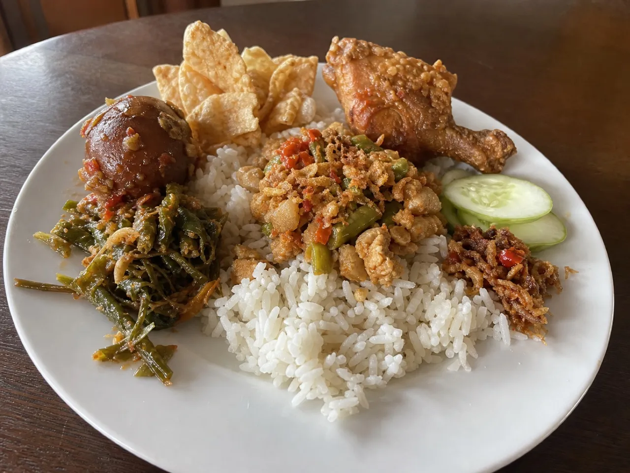 Nasi Campur — served