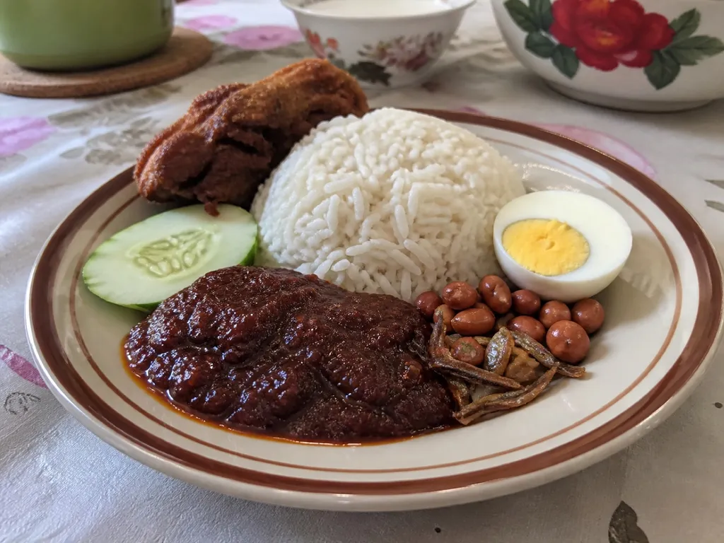 Nasi Lemak — plated and served