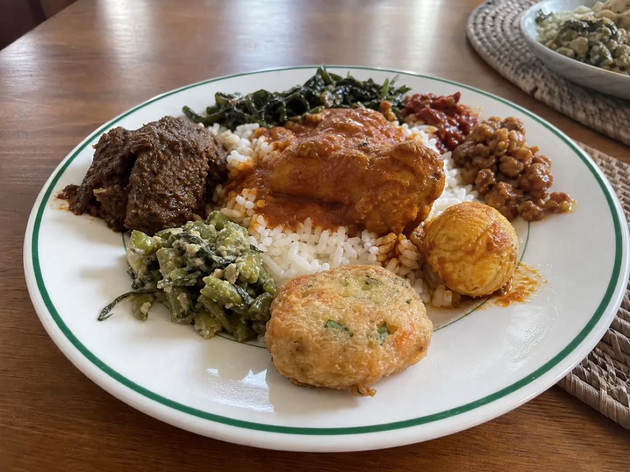 Nasi Padang — served