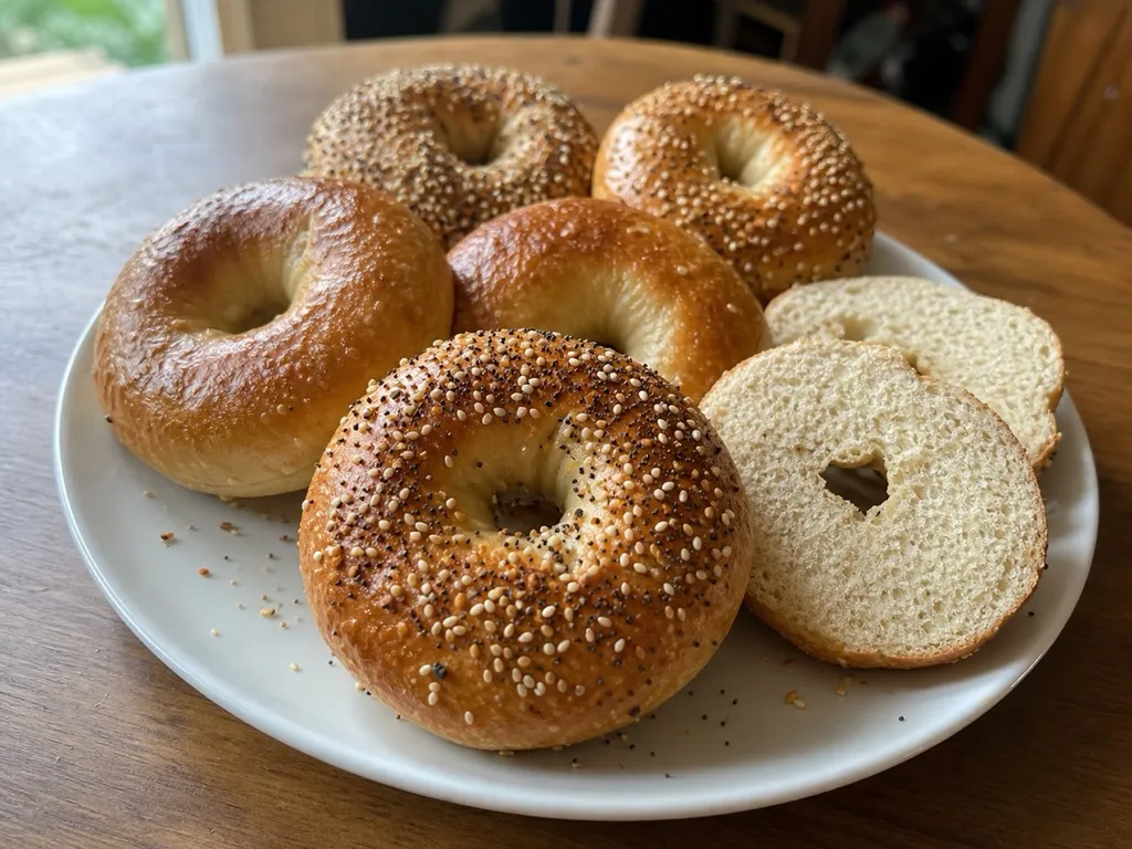 New York-Style Bagels — plated and served