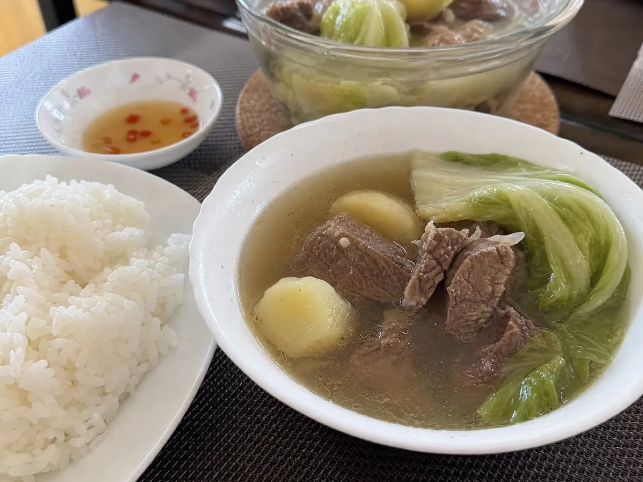 Nilagang Baka — served