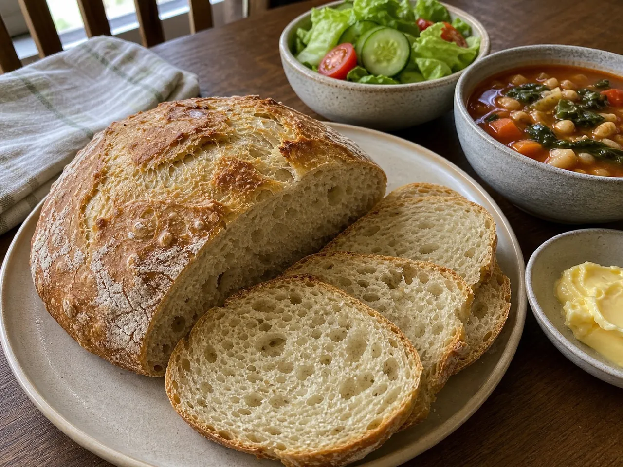 No-Knead Dutch Oven Bread — served