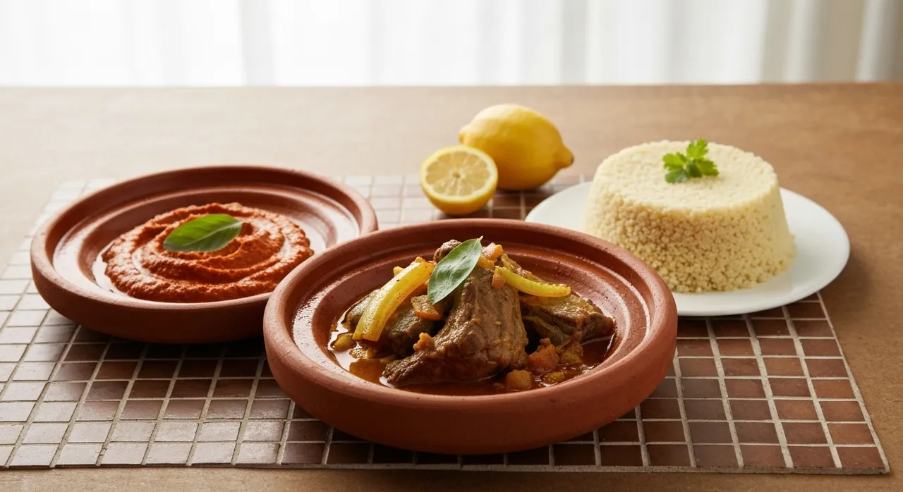 A spread of North African dishes