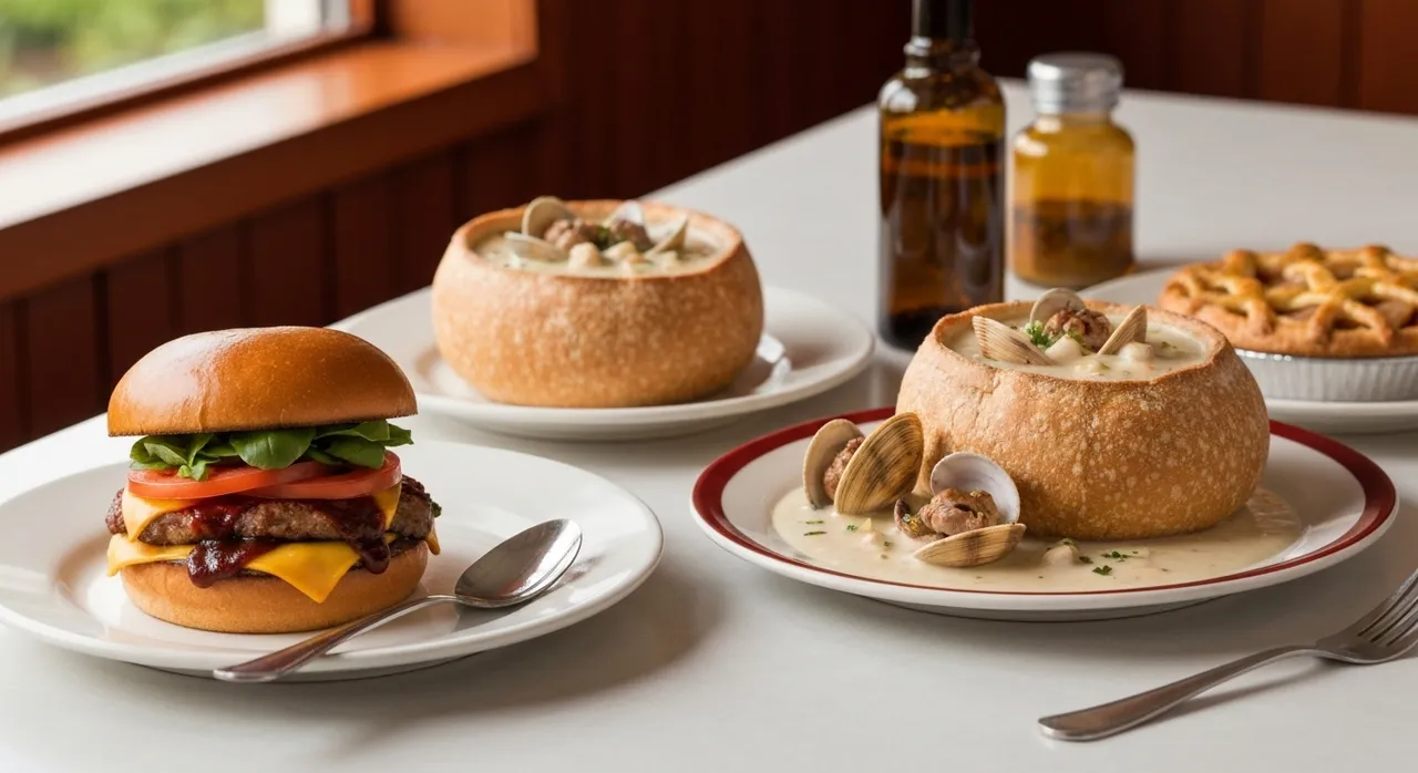 A spread of North American dishes