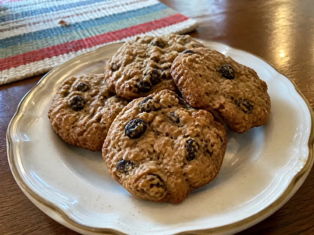 Oatmeal Raisin Cookies — plated and served