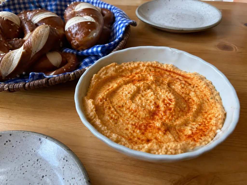 Obatzda (Bavarian Cheese Spread) — plated and served